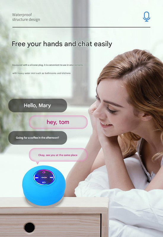 IPX4 Waterproof Bluetooth Shower Speaker with Suction Cup & LED Lights - Hands-Free Calling(yellow)