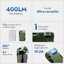 Ultra-Versatile Compact LED Flashlight - 400LM, 180 Rotating Head, RGB Light, Type-C Charging(green)