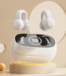 Open-Ear Conduction TWS Earbuds - Bluetooth 5.4, 9D Surround Sound, LED Display, Long Battery Life(White)