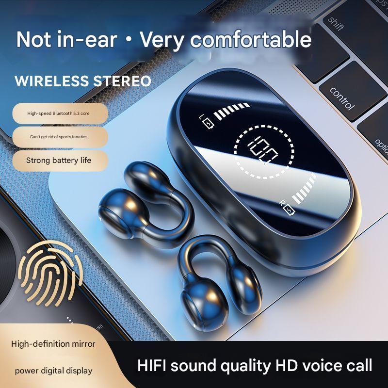 Open-Ear Conduction TWS Earbuds - Bluetooth 5.4, 9D Surround Sound, LED Display, Long Battery Life(Skin color)
