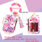 Floral Slim Card Holder Wallet with Beaded Keychain Bracelet & Tassel - 4 Card Slots, ID Window(Light purple)