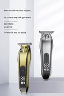 Professional Electric Hair Clipper & Beard Trimmer - USB Rechargeable, LED Display(Silver)