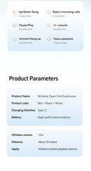 Open-Ear TWS Wireless Earbuds with HIFI Sound & LED Display - Dolby Surround(black)