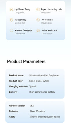 Open-Ear TWS Wireless Earbuds with HIFI Sound & LED Display - Dolby Surround(Skin color)