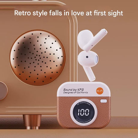 Retro Camera Style TWS Earbuds - Bluetooth 5.4, ENC, Low Latency Gaming(orange)