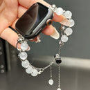 2-pcs Silver Elegant Cat's Eye Beaded Bracelet Band for Apple Watch - Women's Luxury Strap (Compatible Size :42/44/45MM )
