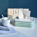 2-pcs Blue Silicone Tissue Box Holder - Automatic Self-Lowering Dispenser