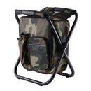 Camouflage Insulated Cooler Backpack Chair - Foldable Stool for Picnics & BBQ