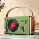 Green Retro Record Player Style Bluetooth Speaker - Portable Wireless Turntable Design Audio