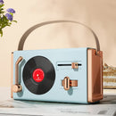 Blue Retro Record Player Style Bluetooth Speaker - Portable Wireless Turntable Design Audio