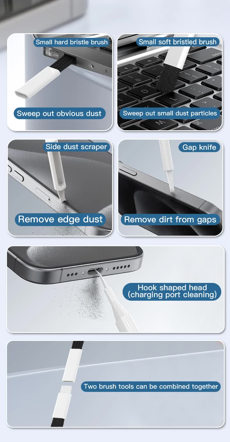 Black brown 22-in-1 Electronics Cleaning Kit - for Keyboards, Airpods, Laptops, Cell Phones, Cameras