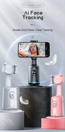 White AI Smart Auto Tracking Phone Holder - 360° Rotation Face & Body Tracking Mount