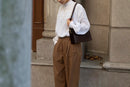Brown Premium Leather Underarm Bag with Elegant Accordion Design