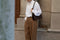 Brown Premium Leather Underarm Bag with Elegant Accordion Design