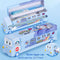 2-pcs (One pink and one blue) Fun School Bus Pencil Box with Built-in Sharpener - 3 Layer Large Capacity Stationery Box for Kids