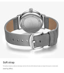 Black Elegant Men's Watch with Leather Band - Small Seconds, Onion Crown Detail