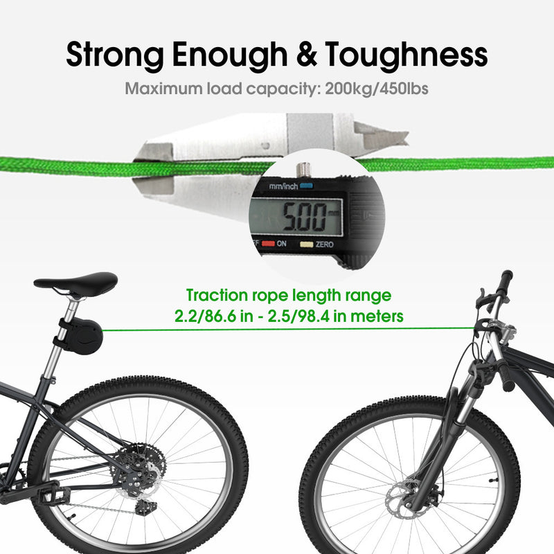 Bike Tow Strap with Automatic Shrinkage - Parent-Child Cycling Assist Rope (450lbs Capacity)