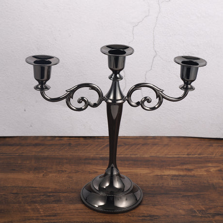 Black Elegant Metal Candelabra 3 Arm Candle Holder -  Decorative Candelabra for Home, Weddings, Events