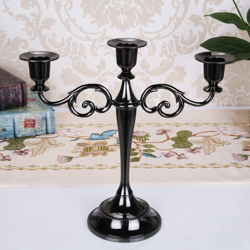 Black Elegant Metal Candelabra 3 Arm Candle Holder -  Decorative Candelabra for Home, Weddings, Events