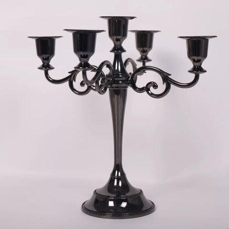 Black Elegant Metal Candelabra 5 Arm Candle Holder -  Decorative Candelabra for Home, Weddings, Events