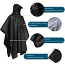 Army Green Portable Outdoor Camping Poncho - Can be used as Raincoat, Tarp, Ground Cover (Polyester silver coated without pockets)