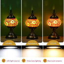 Blue Prism Exotic Mosaic Table Lamp - Handmade Turkish/Moroccan Style, 3-Color LED (Style 6)