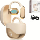 Beige Comfortable Open-Ear Bluetooth Headset - Real-Time Translation, LED Display