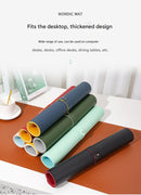 Wine red/yellow Extra-Large Leather Table Mat for Study & Work - Pad for Students & Office Use (100x50cm)