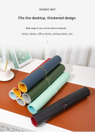 Reddish brown/gray Extra-Large Leather Table Mat for Study & Work - Pad for Students & Office Use (100x50cm)
