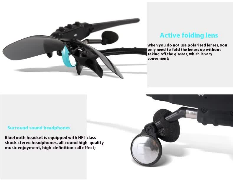 Transparent Bluetooth Sunglasses with Wireless Earbuds for Music and Calls