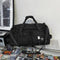 Black Unisex Travel Bag with Utility Buckles and Wet/Dry Compartments