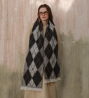 (Black+Grey)Two-Tone Argyle Pattern Scarf - Ladies' Warm Fashion Neckwear, 210x33cm