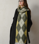 (Yellow+Green)Two-Tone Argyle Pattern Scarf - Ladies' Warm Fashion Neckwear, 210x33cm