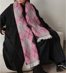 (Black+Pink)Two-Tone Argyle Pattern Scarf - Ladies' Warm Fashion Neckwear, 210x33cm
