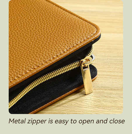 Beige PU Leather Zippered Photo Album - Holds 240 3 Prints