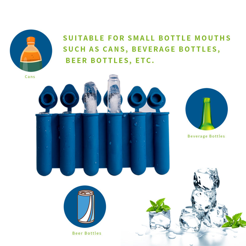 Black Bottle & Can Friendly Ice Stick Molds - 6-Cup Design, Set of 10