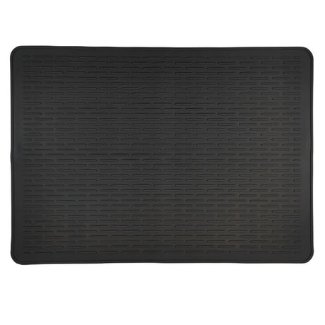 Black Extra Large Silicone Countertop Protector & Dish Drying Mat - Dishwasher Safe (71x50cm)