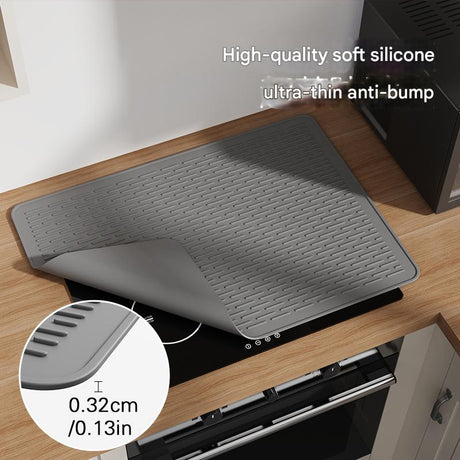 Black Extra Large Silicone Countertop Protector & Dish Drying Mat - Dishwasher Safe (76x53cm)