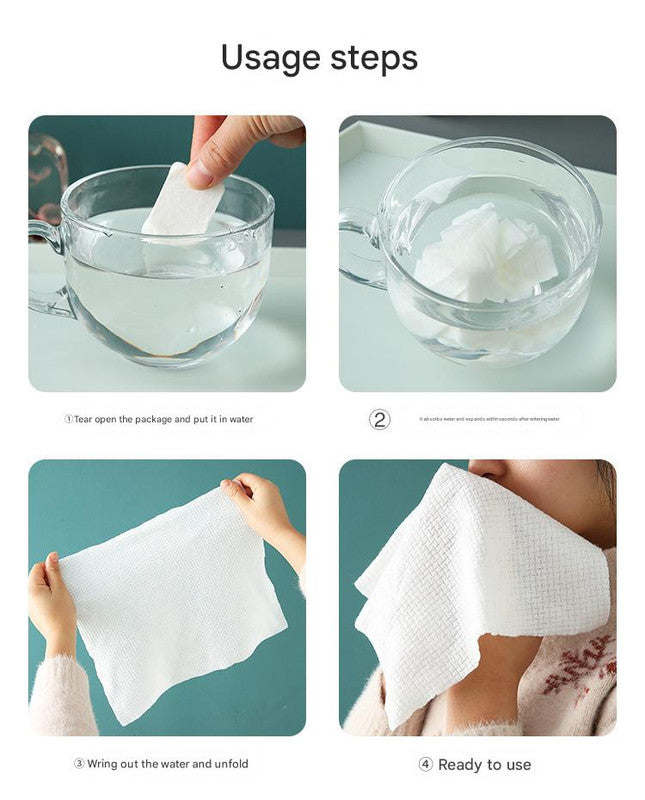 8 Packs (160 Total) Portable Cotton Compressed Towels - Soft, Absorbent Face Cleansing Cloths (Square Compression : 24x30cm)