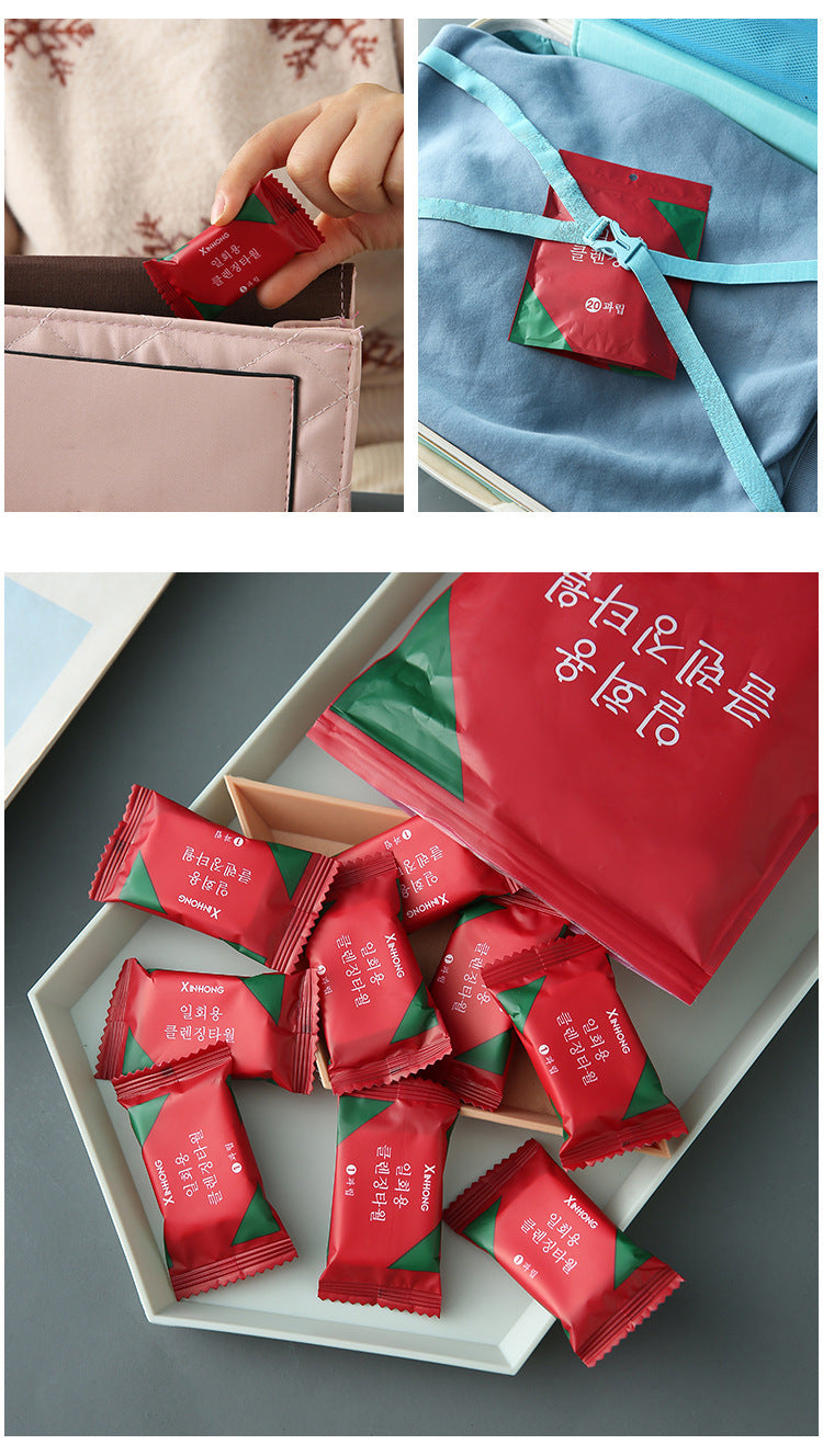 8 Packs (160 Total) Portable Cotton Compressed Towels - Soft, Absorbent Face Cleansing Cloths (Square Compression : 24x30cm)