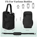 Beige Portable Crossbody Water Bottle Holder with Multiple Pockets - Thermal Cooler Bag