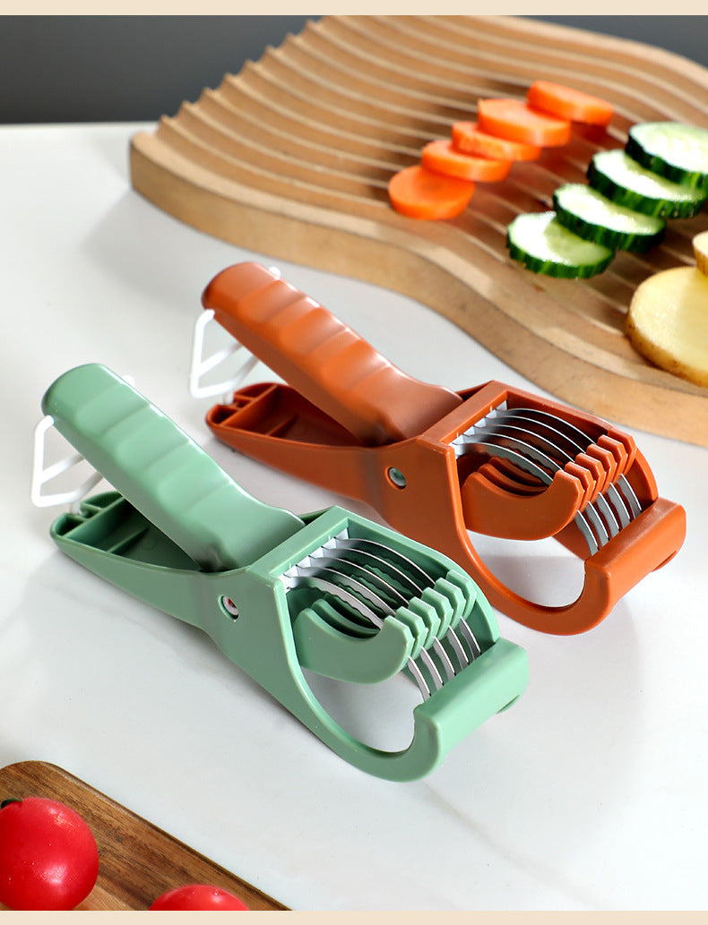 2 pcs (Orange+Green) 5-Blade Fruit & Vegetable Slicer for Crinkle Cuts - Kitchen Gadget