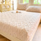 Beige Ultra Soft Plush Fitted Sheet - Winter Warm Plush Bed Sheet Embossed Diamond Pattern (150x200cm)