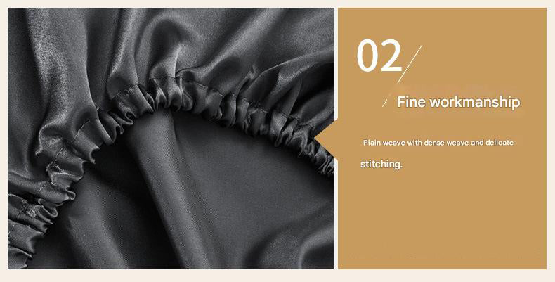 Black Silky Satin Pillowcase Pair - Smooth for Hair & Skin, Elastic Fitted (46x90+16cm)