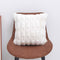 A pair of White Plush Faux Rabbit Fur Throw Pillow Cover - Textured Wheat Ear Design (45x45cm)