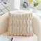 A pair of Khaki Plush Faux Rabbit Fur Throw Pillow Cover - Textured Wheat Ear Design (45x45cm)