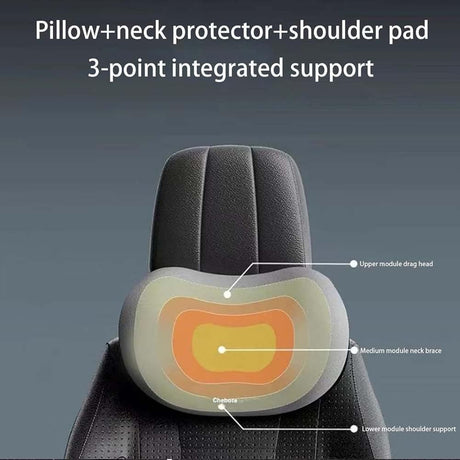 Black Ergonomic Memory Foam Car Headrest & Lumbar Support Cushion Set - Driving Comfort Neck & Back Pillow