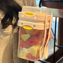 White Portable Salad & Breakfast Cup On-the-Go - Dual Compartment Container with Spork