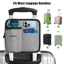 2 Pcs Grey Hands-Free Luggage Handle Travel Cup Holder & Organizer Pouch