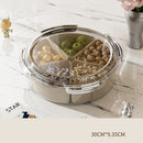 Grey And Silver Snap Button Elegant Compartment Serving Tray with Lid - Versatile Snack, Fruit & Candy Box